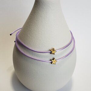 SET of 2 LUCKY STAR Lavender String Kabbalah Tibetan Buddhist Adjustable BRACELE